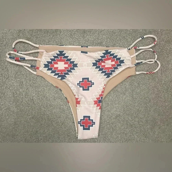 Like New Isla James Printed Bikini Bottoms Size Large Tan - Picture 1 of 4